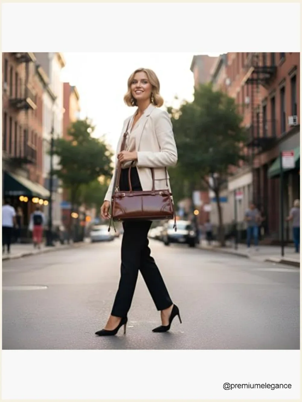 Structured Faux Leather Crossbody Shoulder Bag Medium Capacity Detachable Strap